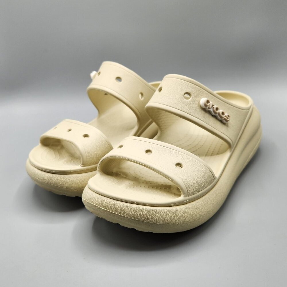 Crocs Classic Crush Platform Sandal Cream Unisex Mens 8 Womens 10